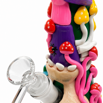 Mushroom Skull Glass Beaker Water Pipe Tobacco Hookah - 10 Inch