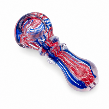[2PC Bundle] Berry Ice Glass Hand Pipes Red Blue Aqua Swirl 3 Inch