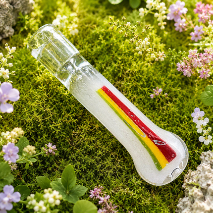White Rasta Stripe Glass Chillum Pipe – 3 Inch One Hitter Hand Pipe