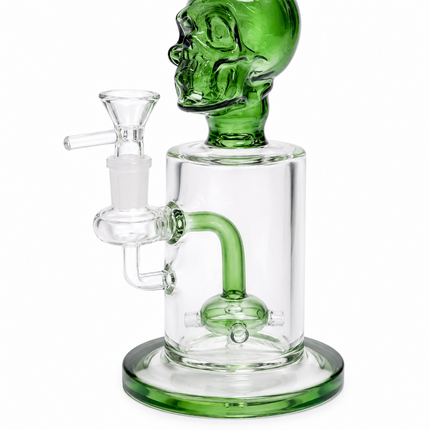 Green Skull Glass Water Pipe Showerhead Percolator Bent Neck 11 inch