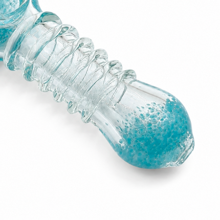 Aqua Frost Handcraft Glass Spoon Pipe Clear Ribbed Light Blue 4.5 inch