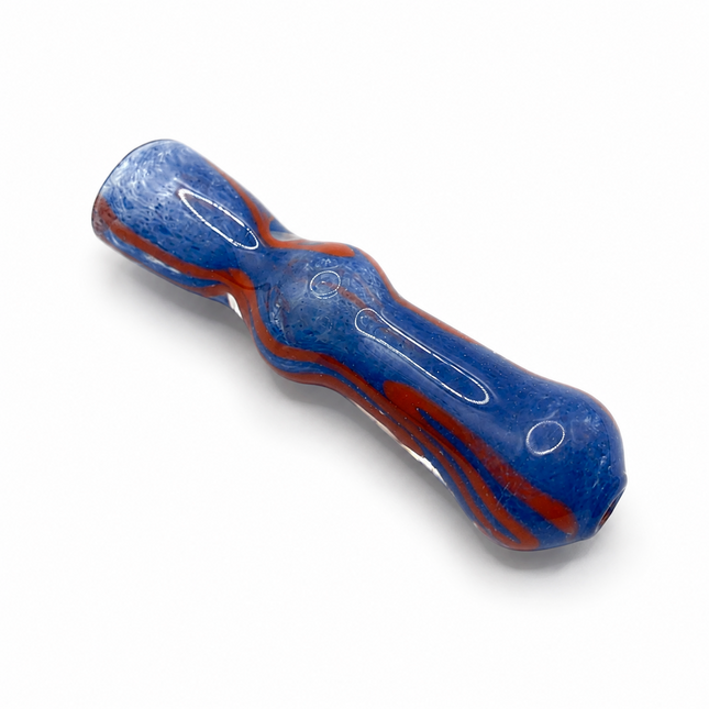 Sapphire Ember Handcraft Glass Chillum Pipe Blue Orange 3~3.5 inch