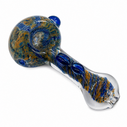 [2PC Bundle] 4 Inch Dragon Coil Glass Hand Pipe Raised Jewel Swirl Design
