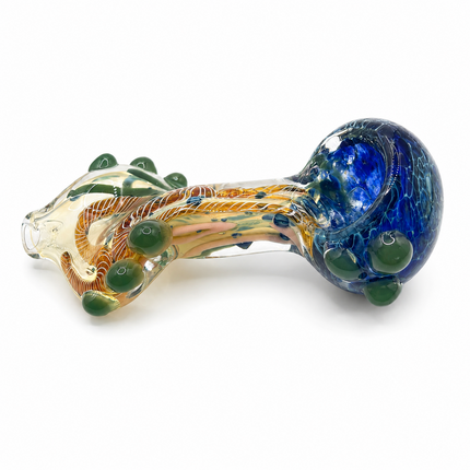 Deep Sea Orbit Handcraft Glass Pipe Blue Green Swirl Art 4-4.5 inch