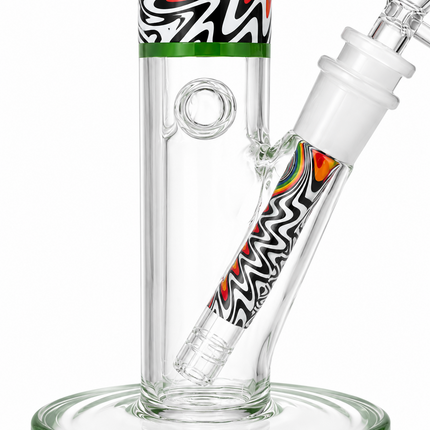 Cosmic Flow Green Psychedelic Straight Tube Glass Bong 14mm Bowl 10 Inch
