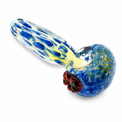 Ghost Clear Glass Pipe Sapphire Crackle Bowl Red Accent Hand Pipe - 4.5 inch