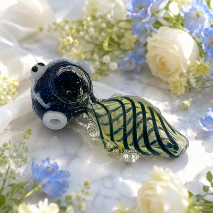 Octopus Invasion Midnight Ocean Coil High Quality Glass Hand Pipe 4.5 Inch