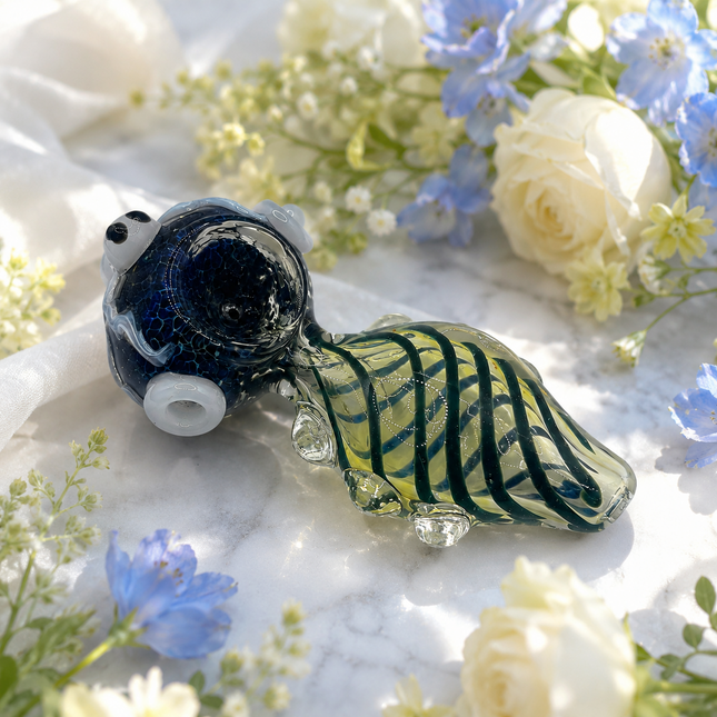 Octopus Invasion Midnight Ocean Coil High Quality Glass Hand Pipe 4.5 Inch