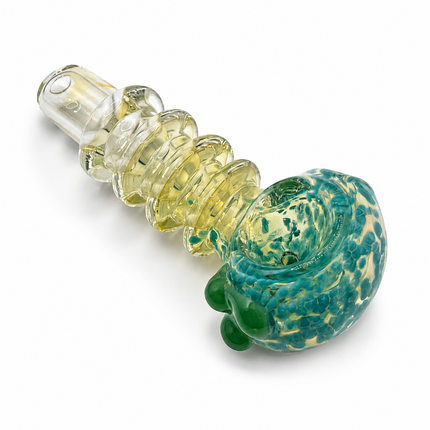 Teal Honey Grip Glass Spoon Pipe 4 Inch Yellow Green Hand Pipe