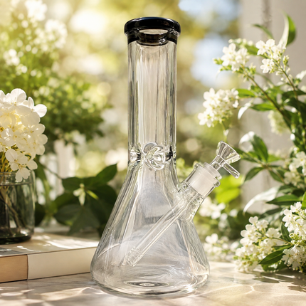 Black Accent Beaker Glass Water Pipe Ice Catcher 14mm Bowl - 10.5 inch