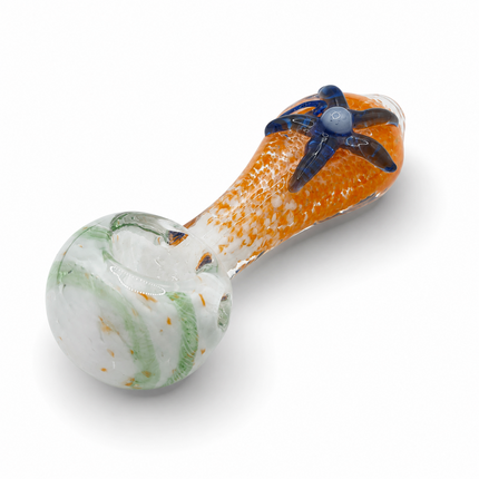 Sunset Starfish Handcraft Glass Pipe Orange Blue Art 4-4.5 inch