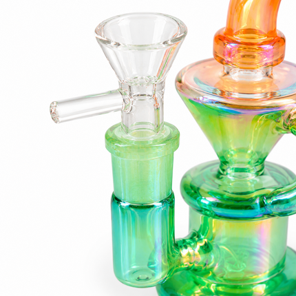 Green Orange Iridescent Compact Glass Water Pipe 14mm 6~6.5 inch