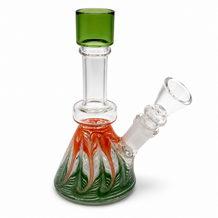 Green Citrus Swirl 14mm Mini Beaker Glass Water Pipe Straight Neck