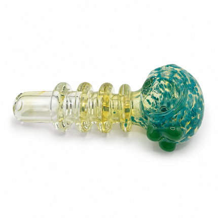 Teal Honey Grip Glass Spoon Pipe 4 Inch Yellow Green Hand Pipe