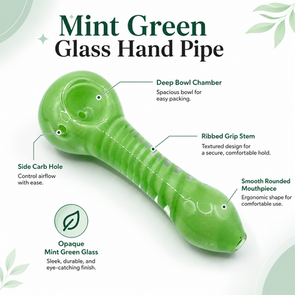 Light Green Glass Spoon Pipe with Twisted Stripe Design - 4.5 inch