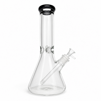Black Accent Beaker Glass Water Pipe Ice Catcher 14mm Bowl - 10.5 inch