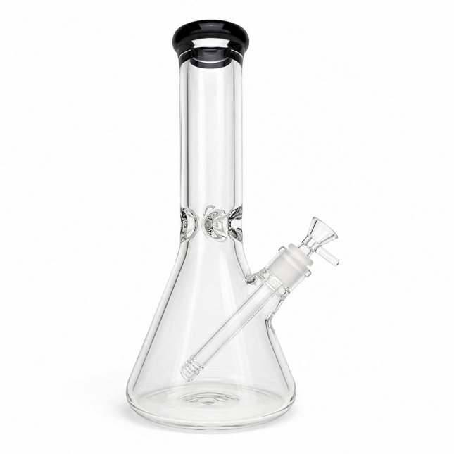 Black Accent Beaker Glass Water Pipe Ice Catcher 14mm Bowl - 10.5 inch