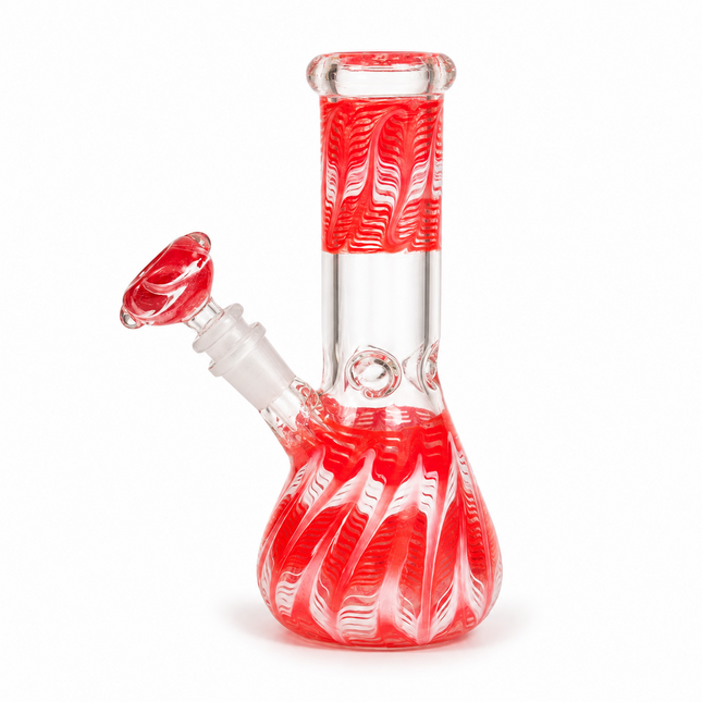 Crimson Flame Red 10-Inch Ice Catcher Glass Water Pipe with Bowl