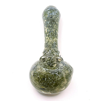 Moss Green Crackle Glass Spoon Pipe – 4 Inch Hand Pipe Deep Bowl