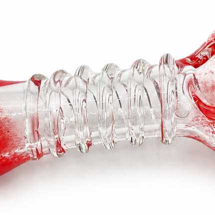 Red & Clear Twist Glass Spoon Pipe Hand Pipe - 4.5 inch