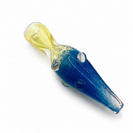 [2PC Bundle] Sapphire Amber Handcraft Glass Chillum Pipes Blue Orange 3~3.5 inch