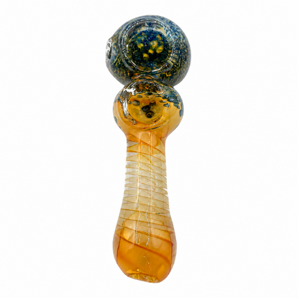 Golden Ember Double Bowl Twist High Quality Glass Hand Pipe 4.5 Inch