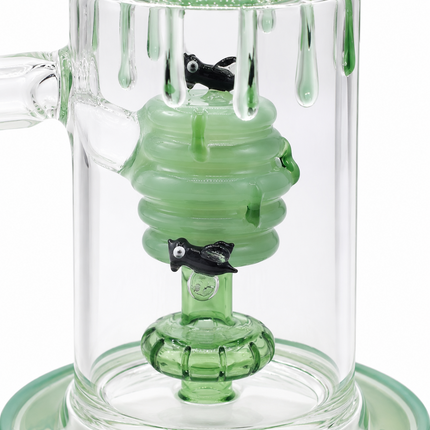 Mint Green Beehive Percolator 14mm Glass Bong with Bent Neck - 10 inch