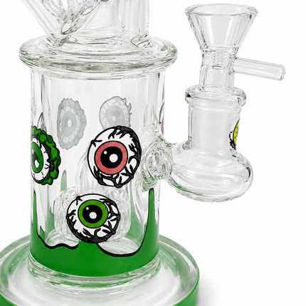 Green Microscope Eyeball Glass Water Pipe 14mm Bowl 6.5 inch