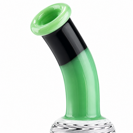 Green Black Wave Glass Water Pipe Cage Percolator Bent Neck 9 inch