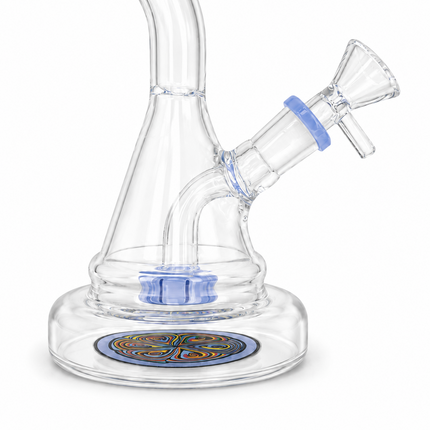 Milky Blue Mandala Glass Water Pipe Clear Disc Percolator Bent Neck 7 inch