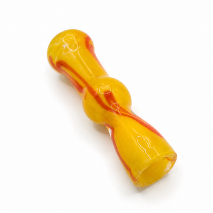 Sunburst Flame Handcraft Glass Chillum Pipe Yellow Orange 3~3.5 inch