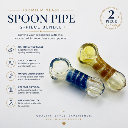 [2PC Bundle] Sapphire Caramel Handcraft Glass Pipes Blue Amber 3 inch