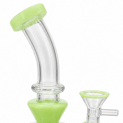 Milky Green Disc Percolator Glass Water Pipe 14mm Bowl 7 inch