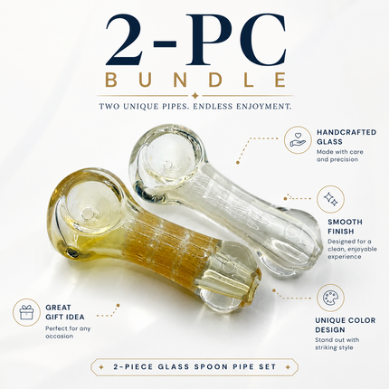 [2PC Bundle] Honey Frost Handcraft Glass Pipes Amber Clear 3 inch