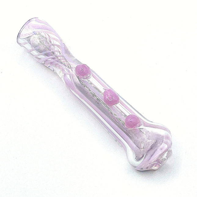 Soft Pink Glass Chillum Pipe with Dot Grip – 3 Inch One Hitter Straight Pipe