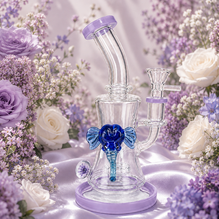 Lavender Mammoth Disc Perc Dandelion Accent Glass Bong Purple Blue Clear 10 Inch