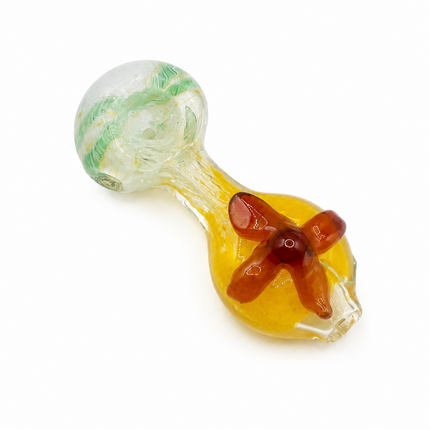[2PC Bundle] Garden Bloom Flower Accent Glass Hand Pipes Assorted Colors 4 Inch