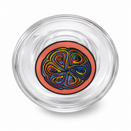 Pink Mandala Glass Water Pipe Clear Disc Percolator Bent Neck 7 inch