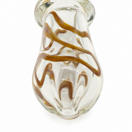 [2PC Bundle] Ribbon Coil Swirl Body Glass Hand Pipe Set Clear Amber Blue