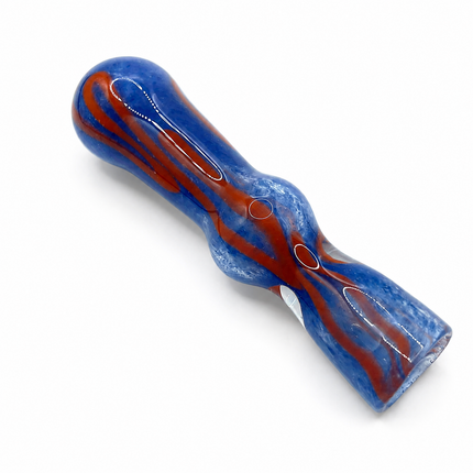 Sapphire Ember Handcraft Glass Chillum Pipe Blue Orange 3~3.5 inch