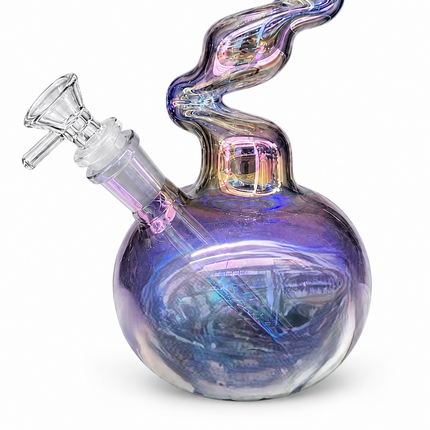 Magic Wish Chrome Purple Spiral Glass Bong Ice Catcher 14mm Bowl - 10 Inch