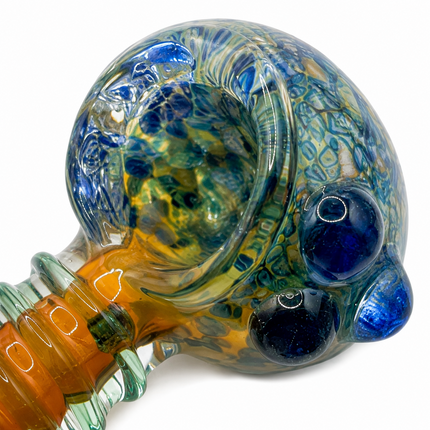 [2PC Bundle] Honey Coil Garden Glass Hand Pipes Floral Swirl Amber Art 4.5 Inch