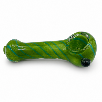 Emerald Green Spiral Glass Spoon Pipe with Black Accent – 4.5 Inch Hand Pipe