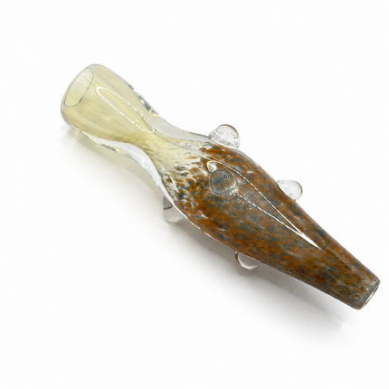[2PC Bundle] Crimson Sandstone Handcraft Glass Chillum Pipes Amber Speckled 3"