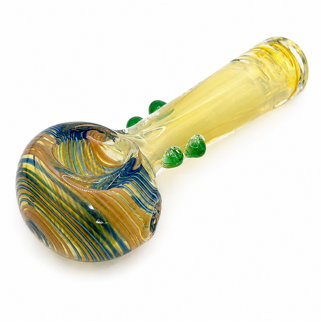Sunlit Ocean Swirl Thick Glass Spoon Hand Pipe - 4.5 Inch