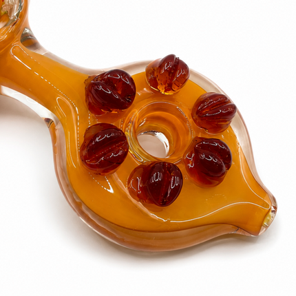 Amber Rainbow Glass Spoon Pipe Red Dot Grips 5 Inch Hand Pipe