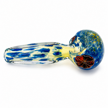 Ghost Clear Glass Pipe Sapphire Crackle Bowl Red Accent Hand Pipe - 4.5 inch