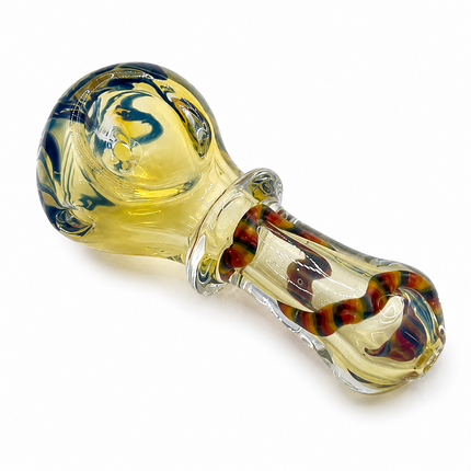 [2PC Bundle] Golden Bloom Swirl Glass Hand Pipe Set Assorted Colors