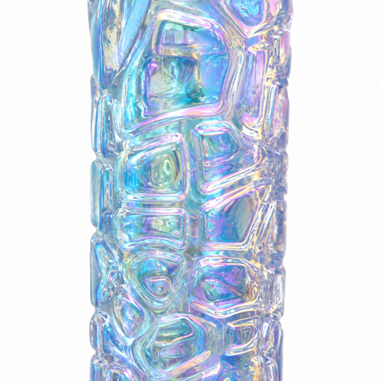 Prism Chrome Crystal Iridescent Textured Straight Tube Glass Bong 14mm – 12 inch