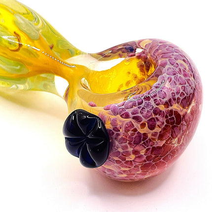 Cherry Crackle Glass Spoon Pipe with Honey Handle – 4 Inch Hand Pipe Deep Bowl